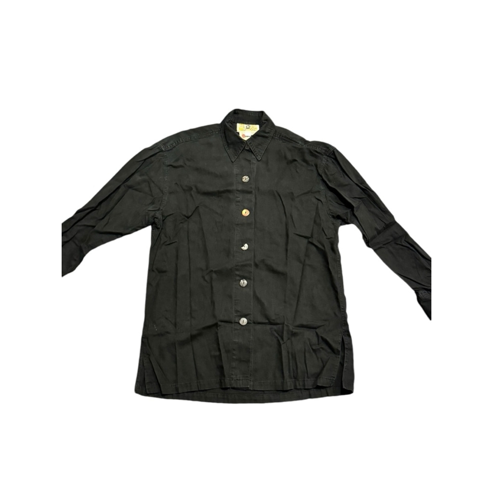 Vintage 80s Gene Ewing Men’s Bis Shirt Wrinkle Rich Denim Black Size Small​ - Picture 5 of 8